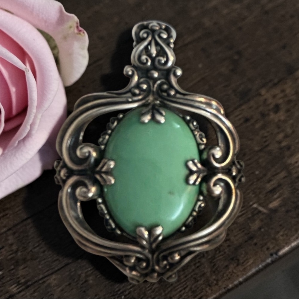 Carolyn Pollack Sterling Silver Signed 925 Brazil Green Amazonite Pendant